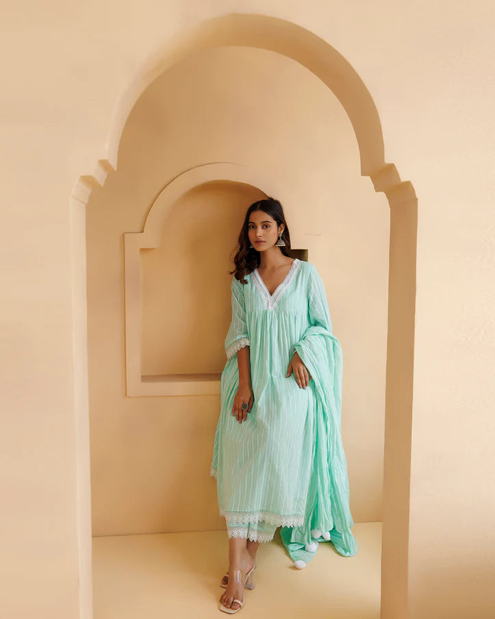 Sea Green Mulmul Dupatta main image 0