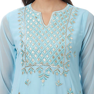 Blue Chanderi Silk Kurti - Ria Fashions