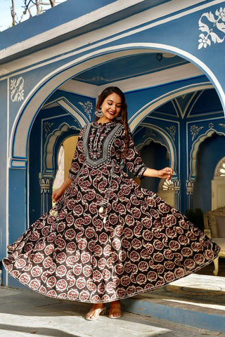 Premium Cotton Anarkali Gown - Ria Fashions