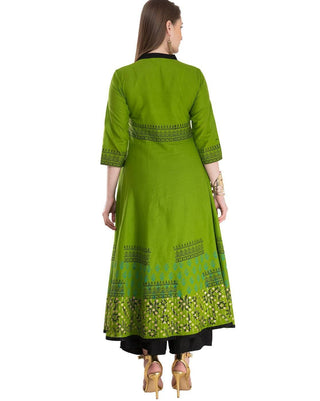 Green Printed Anarkali Kurta - Ria Fashions