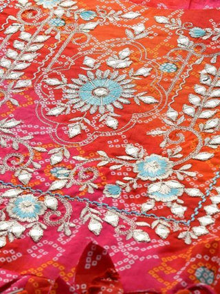 Red & Orange Bandhani Print Anarkali Kurta - Ria Fashions