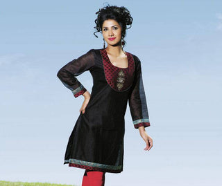 Black Cotton Silk Tunic - Ria Fashions