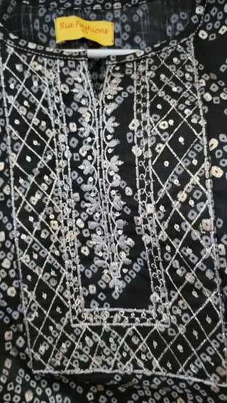 Bandhani Printed Yoke Embroidered Kurta - Ria Fashions