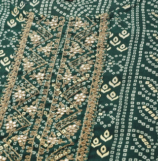 Green Cotton Silk Bandhani Print Straight cut Kurta