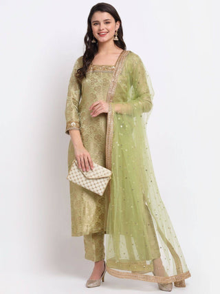 Green Palazzo Suit Set with Dupatta - Ria Fashions