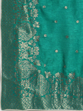 Green Foil Print & Embroidered Kurta with Chinon Sharara and a Silk Dupatta