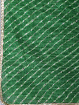 Cotton Yellow Bandhani Print Gota Detailing Kurta Suit Set with Kota Dupatta
