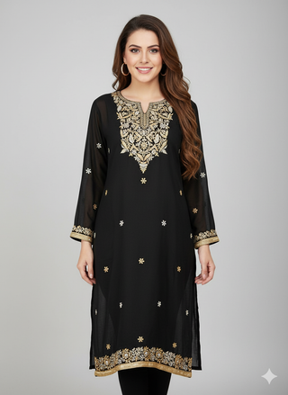 Black Georgette Kurti/Tunic
