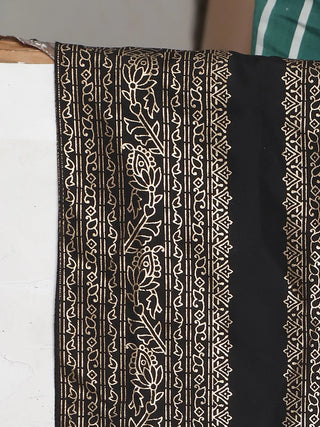 Black Cotton Blend Sequence Embroidered Straight Shape Suit Set with Dupatta