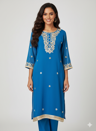 Blue Georgette Kurti/Tunic