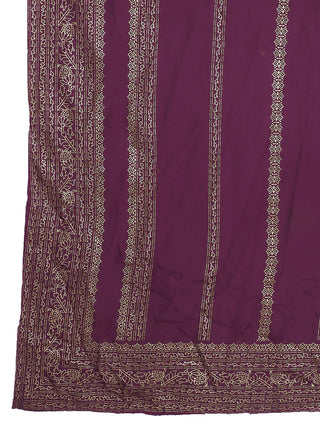 Burgundy Cotton Blend Embroidered Straight Shape Suit Set with Dupatta