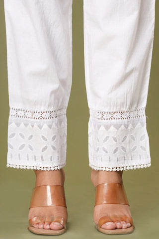 Cotton Solid White Pant