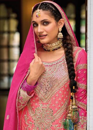 Chinnon Pink Embroidered Festive Palazzo Suit Set