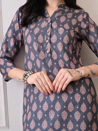 Green Rayon Printed Short Kurta