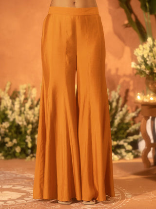 Orange Viscose Chanderi Embroidered Ethnic Straight Kurta Set with Dupatta