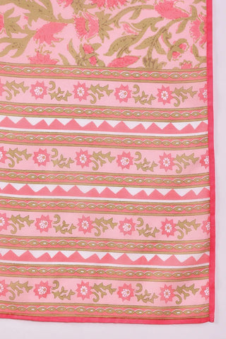 Pink Rayon Blend Floral Print Straight Shape Suit Set with Dupatta