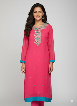 Pink Georgette Kurti/Tunic