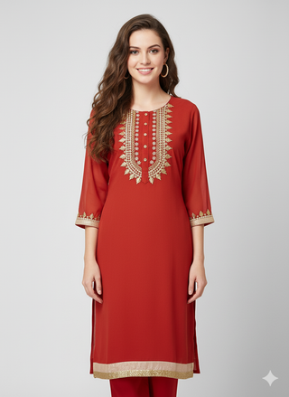 Rust Georgette Kurti/Tunic
