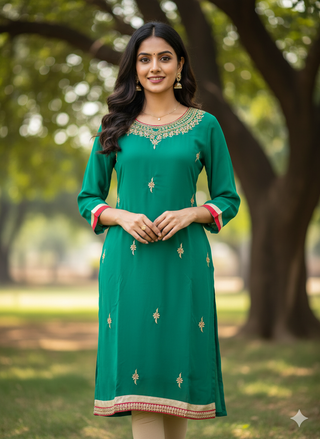 Green Georgette Kurti/Tunic