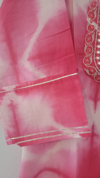 Premium cotton tie dye emroidered kurta
