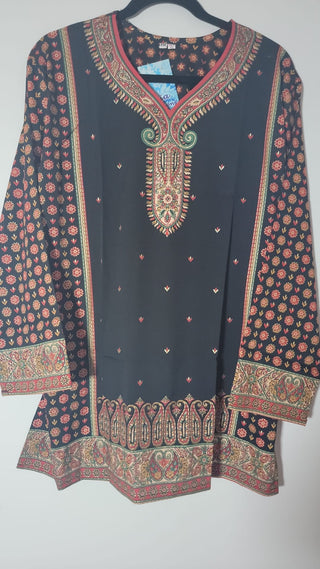 Black French Crepe Printed Kurta