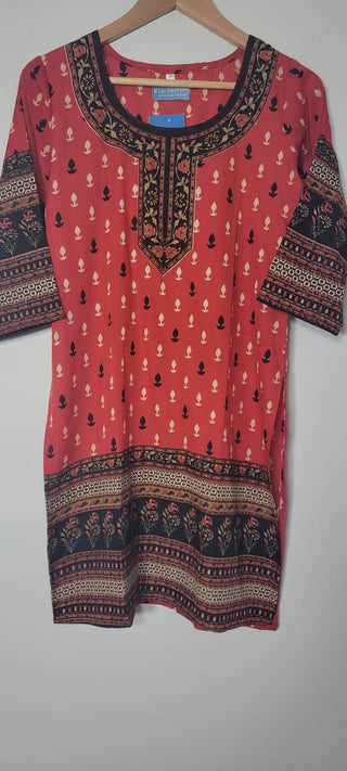 French Crepe Printed Short Style Kurta