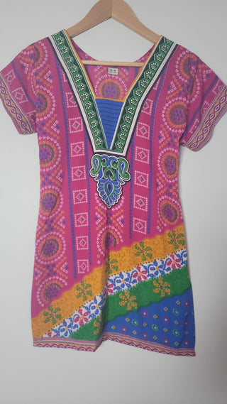 Pink French Crepe Printed Short Style Kurta