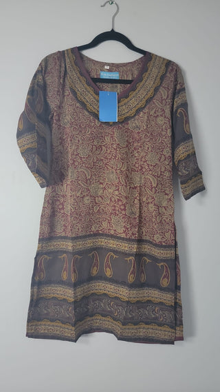 Brown French Crepe Printed Kurta