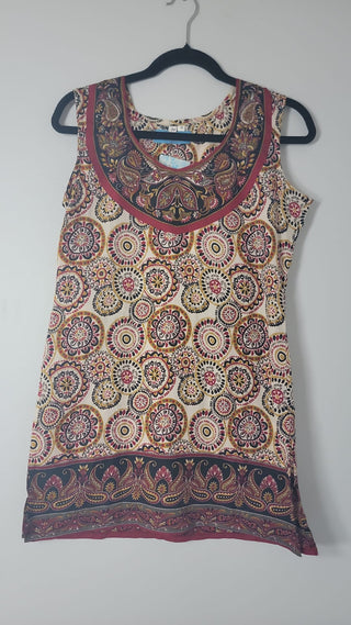 Brown French Crepe Printed Sleeveless Kurta