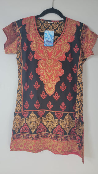 Black French Crepe Printed Kurta