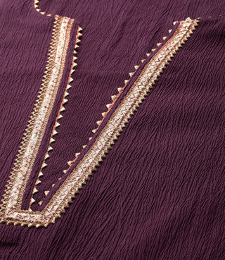 Purple Liva Solid A Line Suit Set with Heavy Dupatta