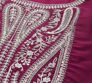 Maroon Silk Blend Embroidered Straight Shape Suit Set with Silk Chiffon Dupatta