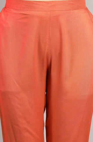 Coral Rayon Kurta With Pant And Dupatta