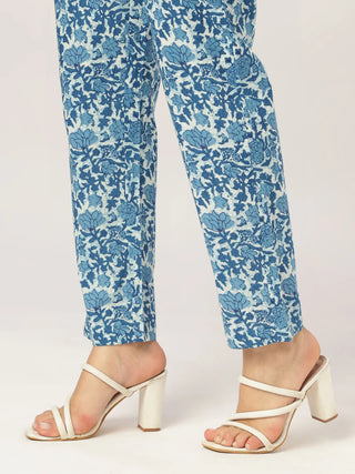 Indigo Cotton Floral Print Kurta Bottom Co-Ord Set