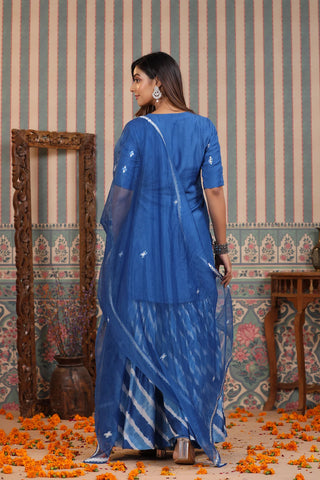 Blue Tie And Dye Sharara Suit Set