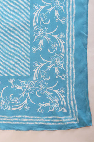 Blue Viscose Rayon Bandhani Print & Embroidered Straight Shape Suit Set with Dupatta