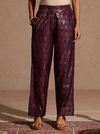 Wine Chanderi Silk Embellished Suit Set with Chifffon Dupatta