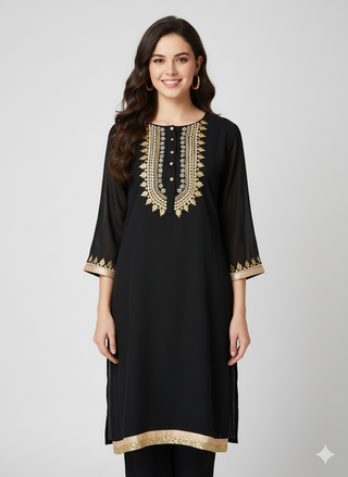 Black Georgette Kurti/Tunic
