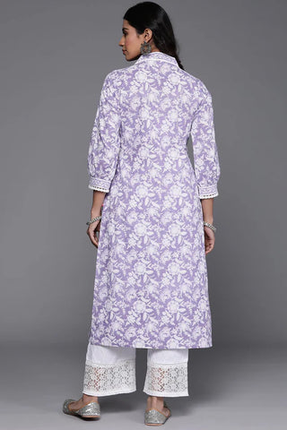 Lavender Cotton Floral Printed Kurta