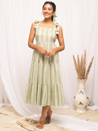 Cotton Green Floral Print Dress