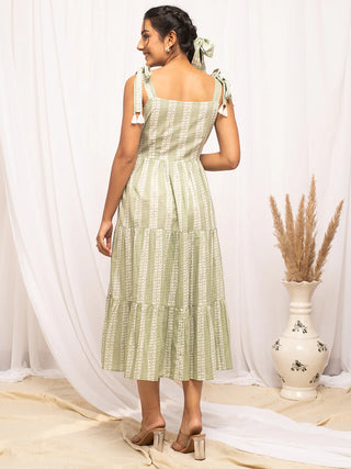 Cotton Green Floral Print Dress