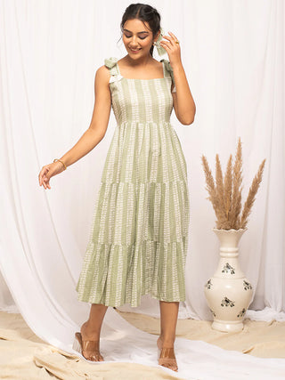 Cotton Green Floral Print Dress