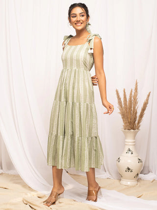 Cotton Green Floral Print Dress