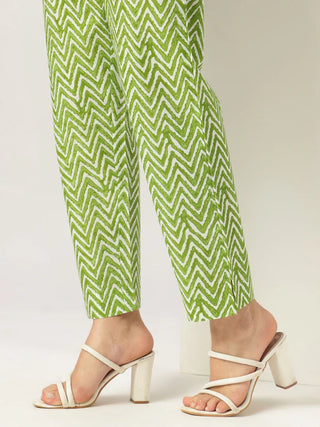 Green Pure Cotton Floral Print Straight Shape Kurta Bottom Set