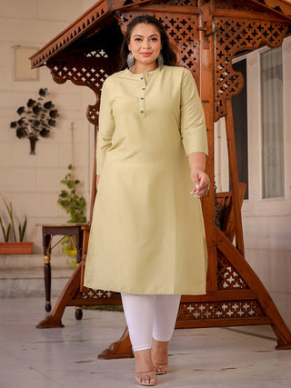 Light Green Silk Blend Solid Straight Shape Kurta