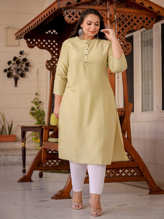 Light Green Silk Blend Solid Straight Shape Kurta