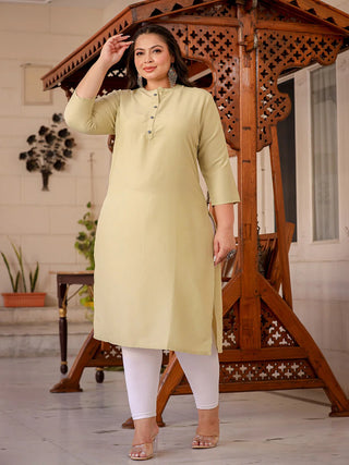 Light Green Silk Blend Solid Straight Shape Kurta