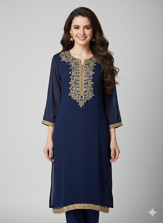 Blue Georgette Kurti/Tunic