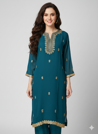 Blue Georgette Kurti/Tunic