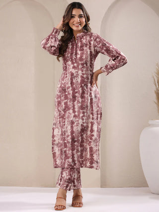 Mauve Cotton Tie-Dye Kurta Bottom Set